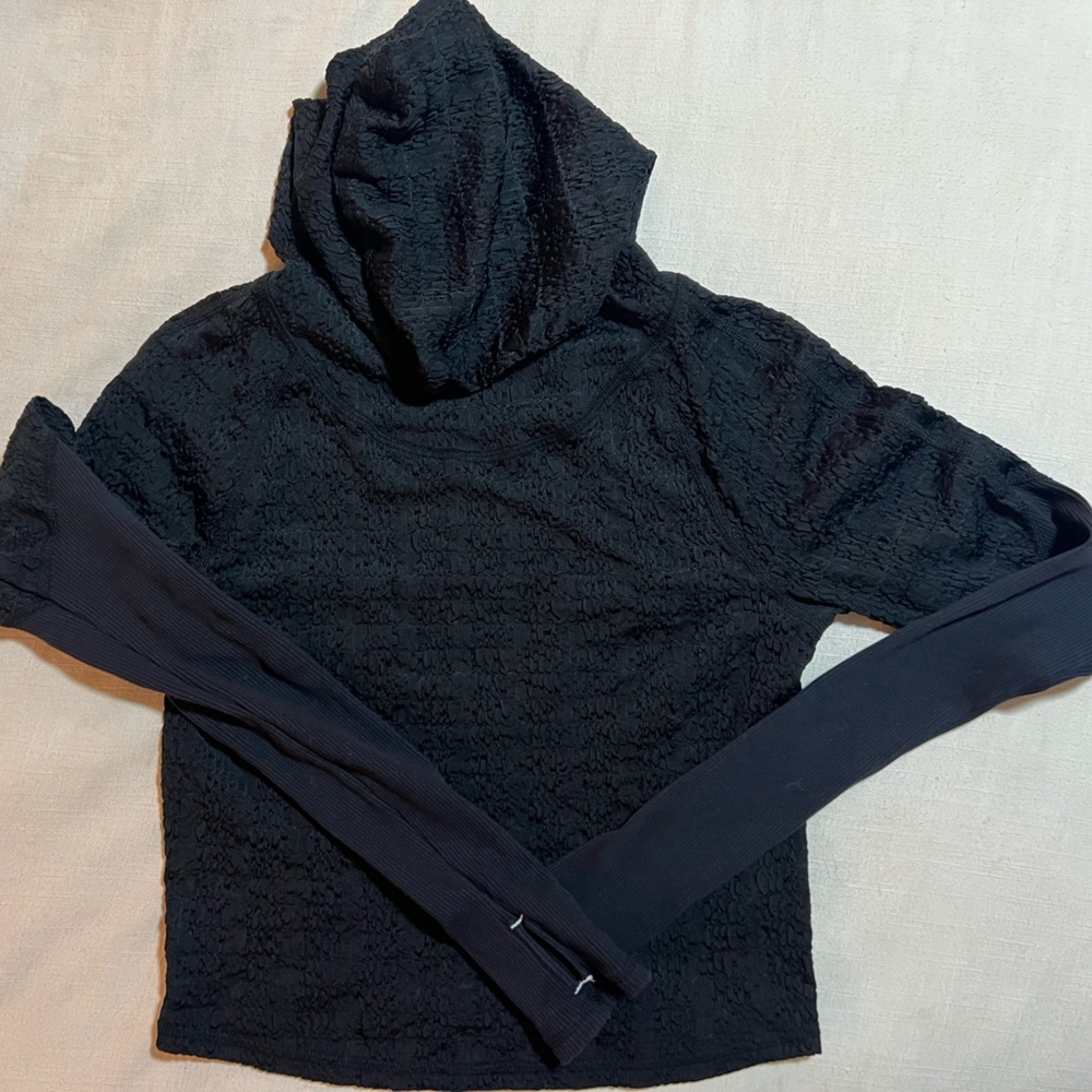 FP Movement by Free People Black Textured Hoodie